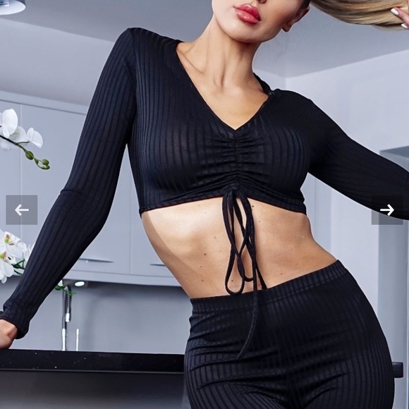 RIB KNIT CROP & LEGGINGS SET SZ4 - Picture 8 of 8